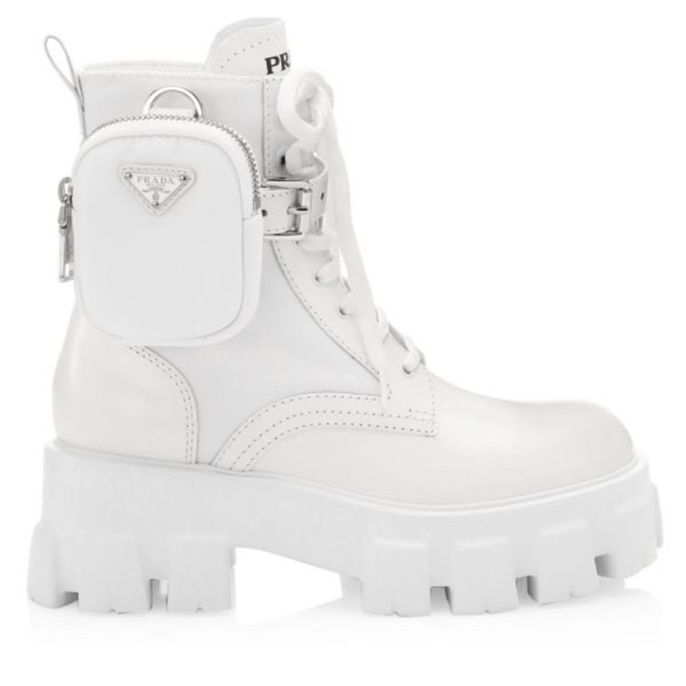 Prada White Combat Boots